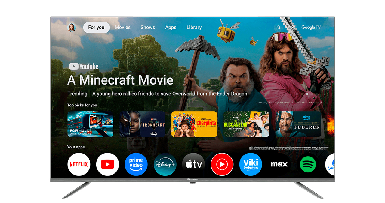 TELEVISOR INDURAMA 58" LED 4K UHD SMART 58TIKGF5UHD GOOGLE TV 5.0