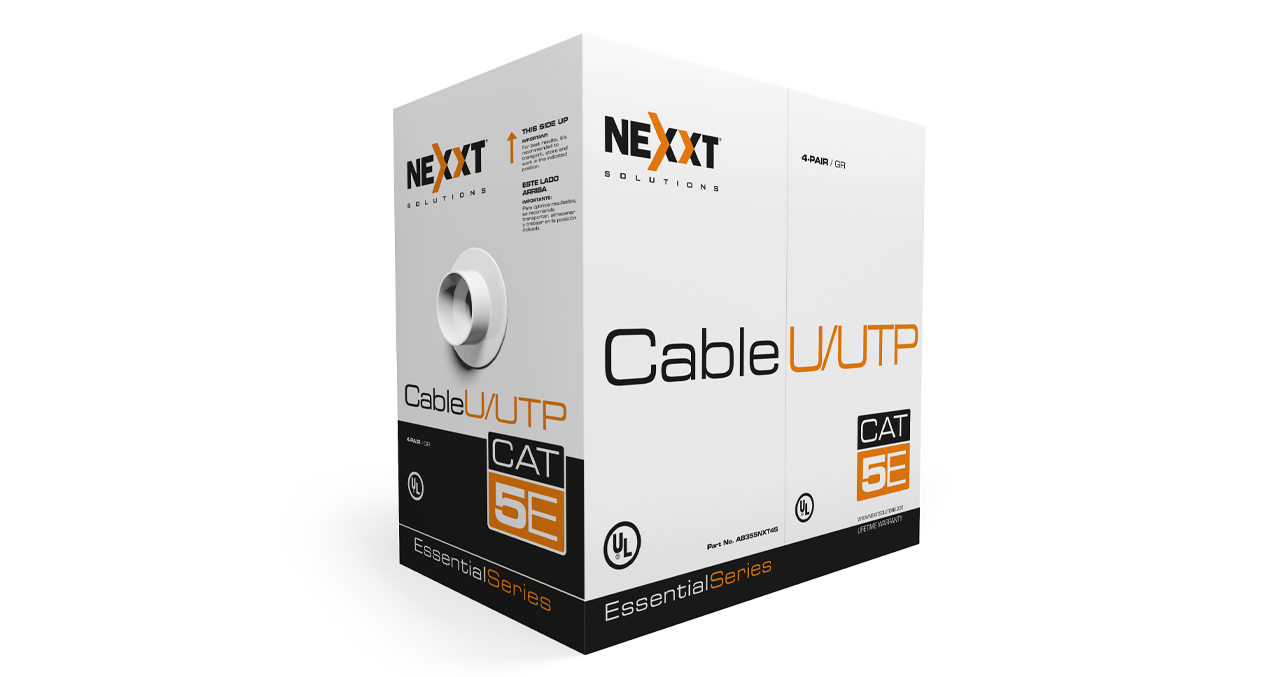 ROLLO DE CABLE UTP NEXXT CAT. 5E 305 METROS CALIBRE 25AWG - GRIS