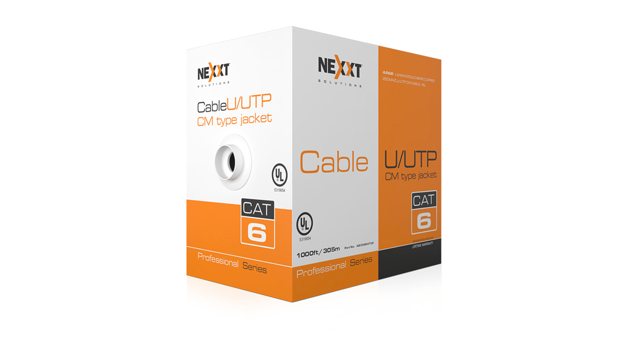ROLLO DE CABLE UTP NEXXT CAT. 6 305 METROS 24 AWG U/UTP 4 PARES REVESTIMIENTO CM AZUL