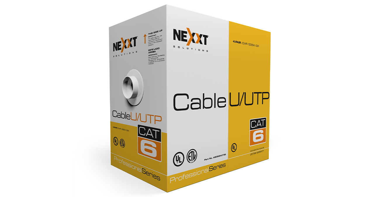 ROLLO DE CABLE UTP NEXXT PROFESSIONAL CAT6 305 METROS 24 AWG GRIS CMR