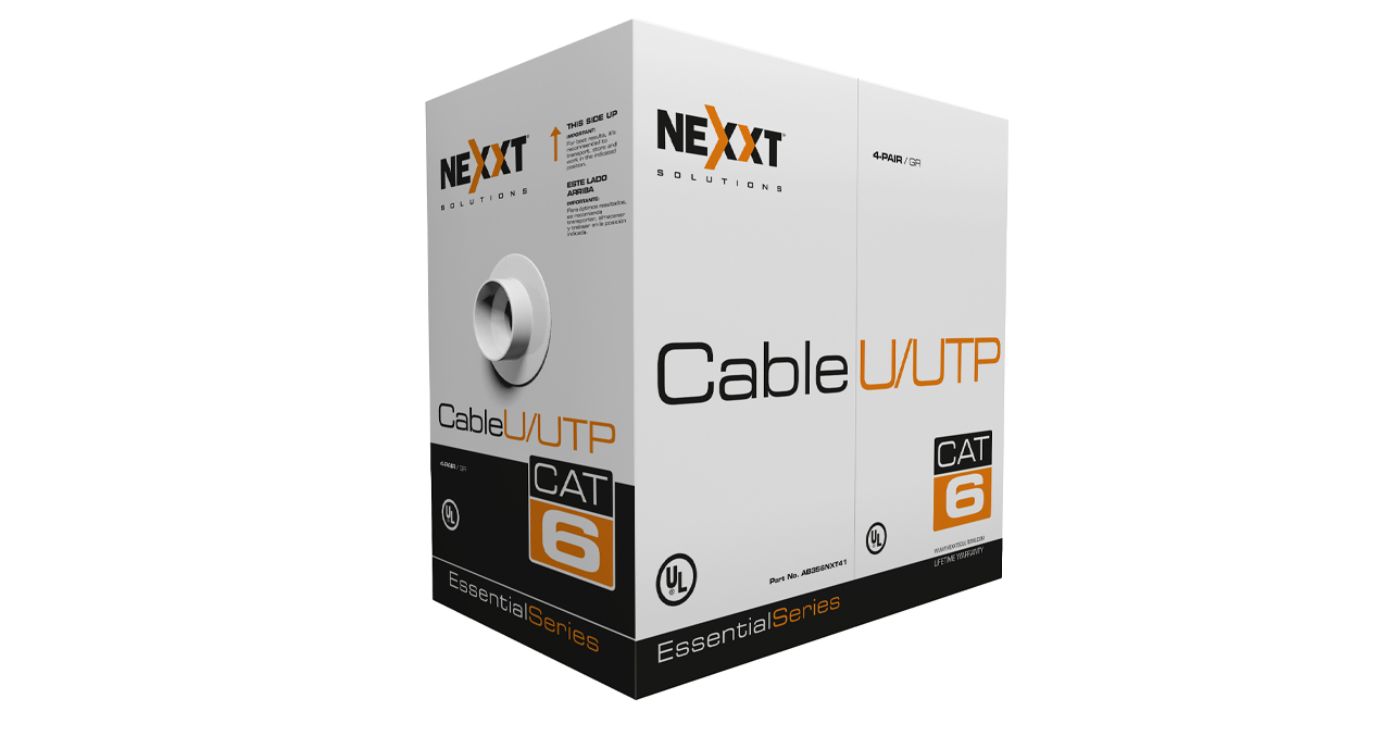 ROLLO DE CABLE UTP NEXXT CAT.6 100 METROS 24 AWG U/UTP 4 PARES REVESTIMIENTO CMX GRIS