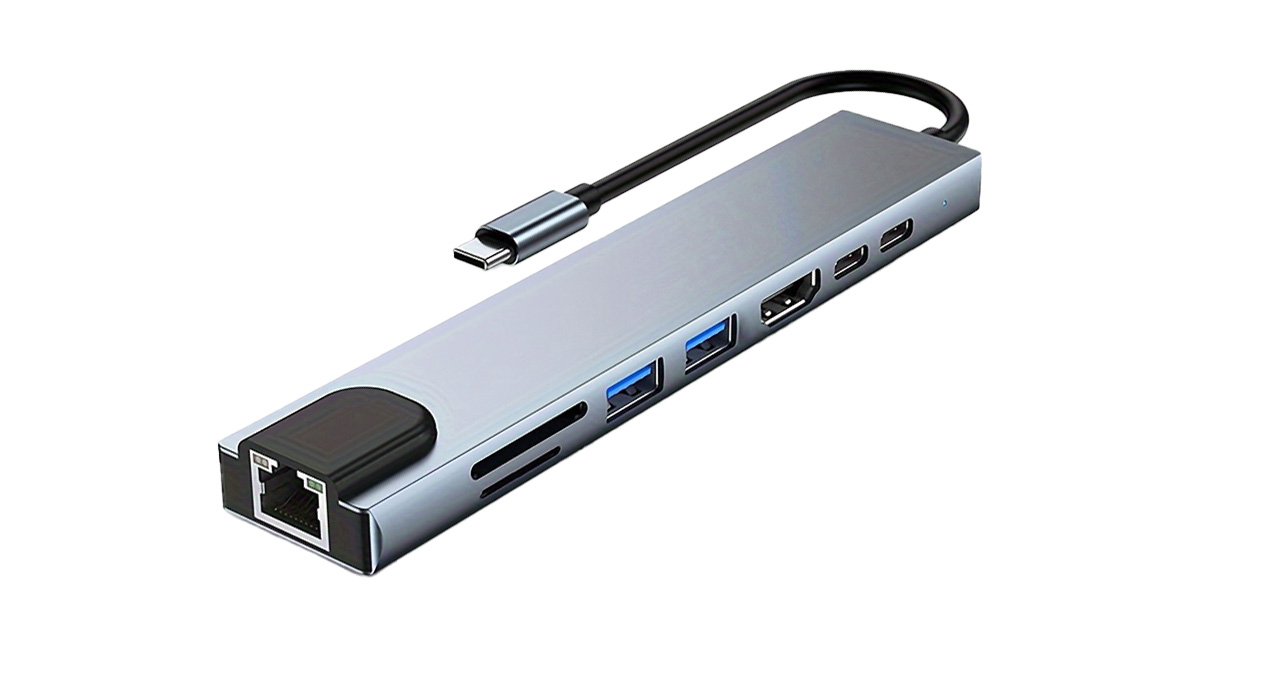 DOCKING STATION AVANTI ADAPTADOR 8 EN 1 USB-C A USB-C(2)+ HDMI + USB-A+ SD/TF + RJ45