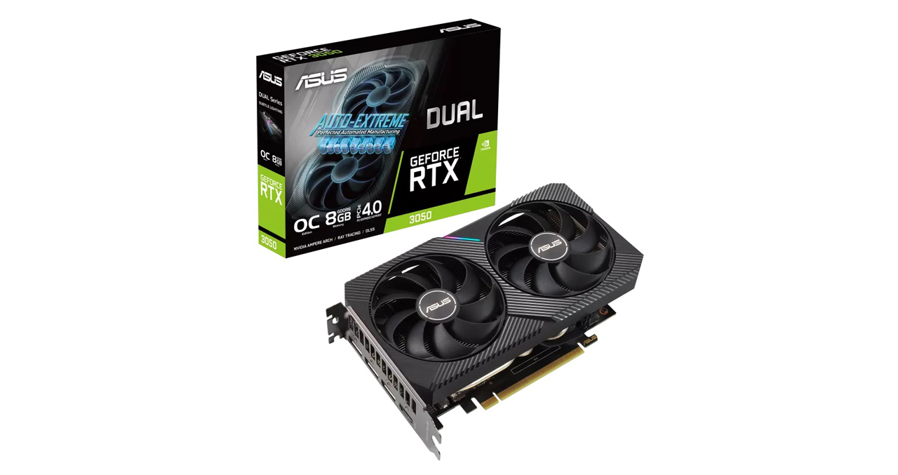 TARJETA DE VIDEO ASUS DUAL GeForce RTX™ 3050 OC 6GB GDDR6X DOS VENTILADORES PCIe 4.0/DVI/HDMI/DP