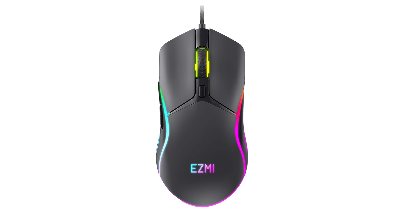MOUSE GAMER EZMI LINEA EZ GAMER RETROILUMINACION RGB 6 BOTONES 7200 DPI USB COLOR NEGRO