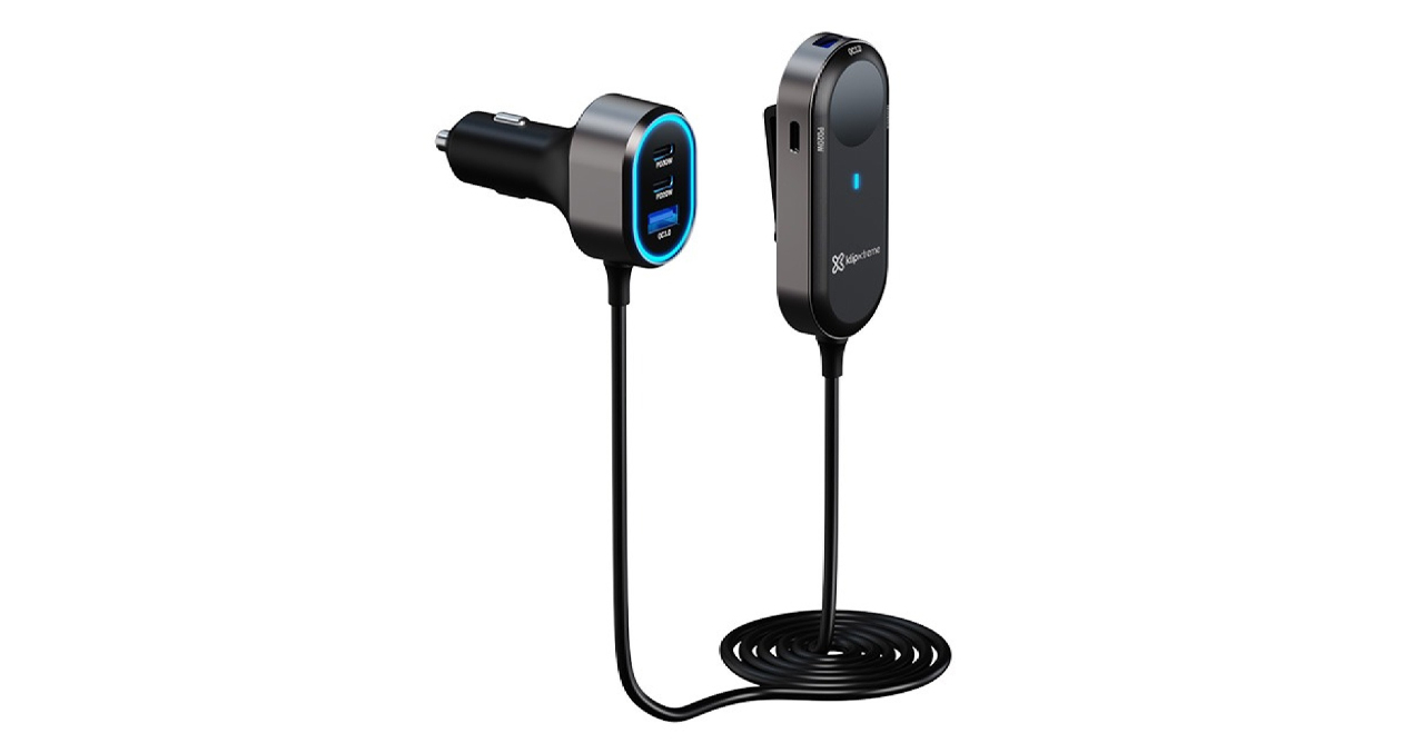 CARGADOR DE CARRO KLIP XTREME 100W EXTENSION CARGA RAPIDA HASTA LAPTOP 4 USB TIPO C - 2 USB TIPO A