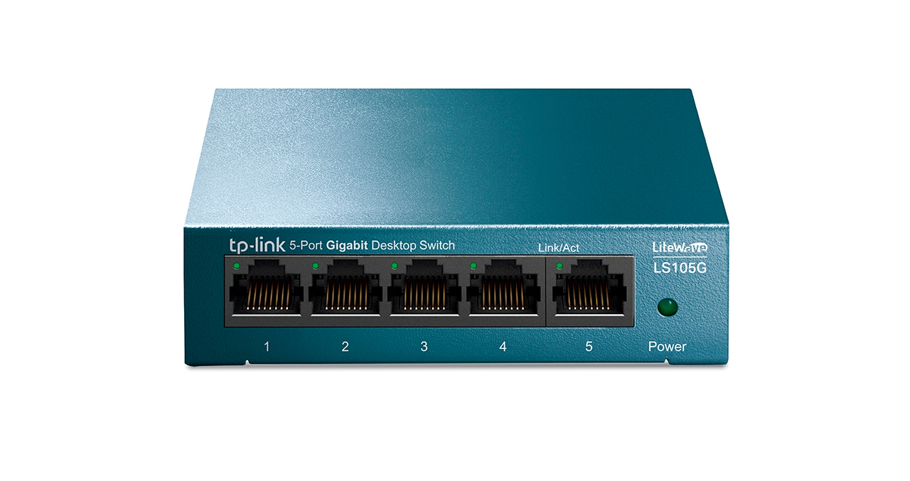 SWITCH TPLINK 5 PUERTOS 10/100/1000 CARCASA METALICA AHORRO DE ENERGIA PLUG AND PLAY