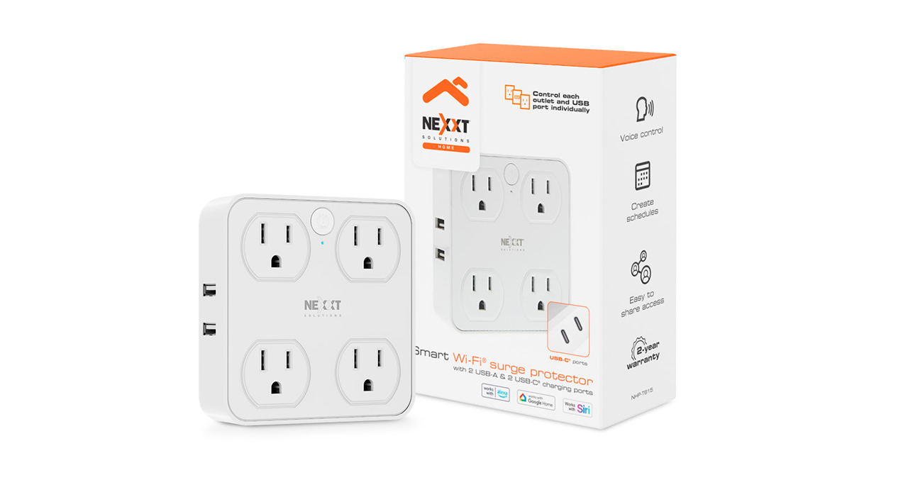 TOMACORRIENTE DE SOBRETENSION NEXXT SMART WIFI 4 TOMAS - 2 USB A Y 2 USB C