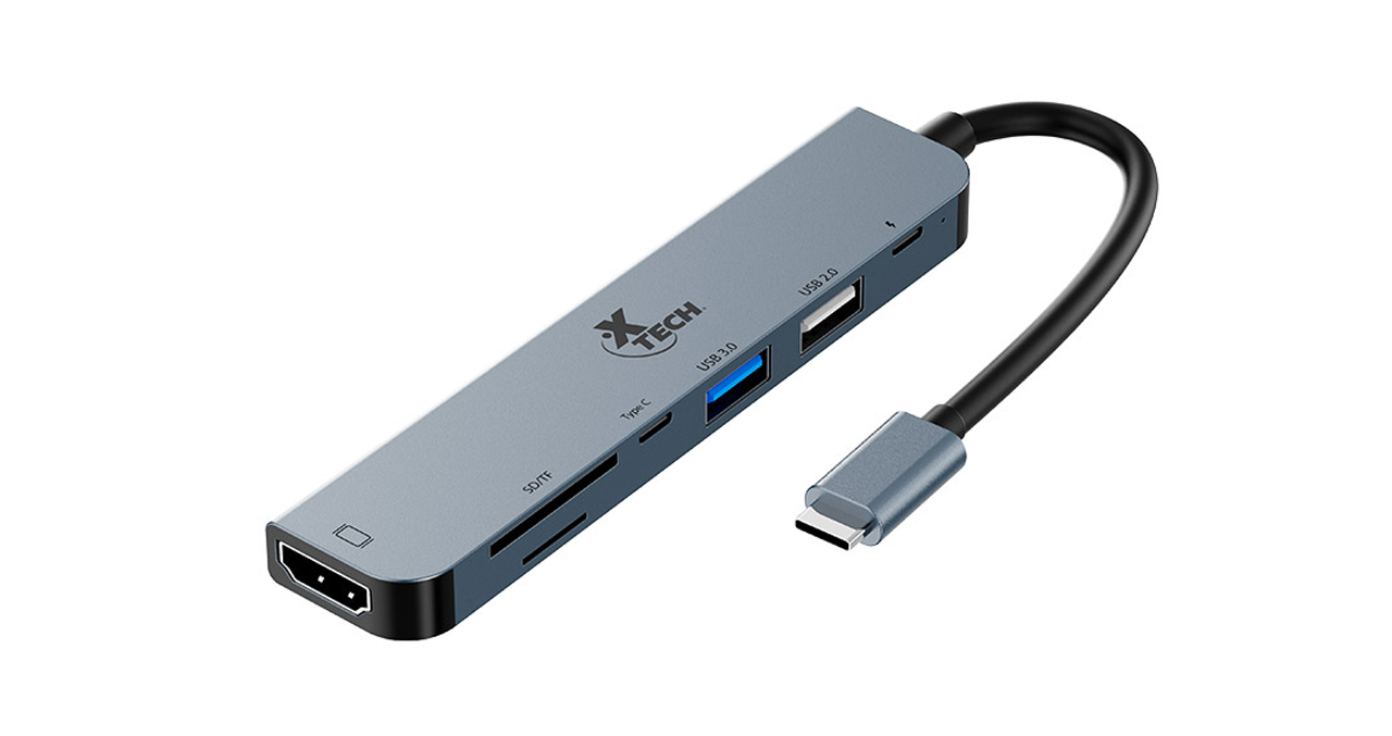 ADAPTADOR XTECH MULTIPUERTO 7 EN 1 CON CONEXION USB-C